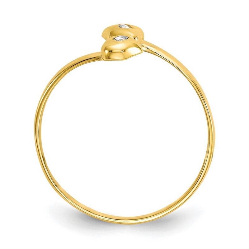 Curata 10 karat Yellow Gold Bypass Heart Cubic Zirconia Adjustable Toe Ring