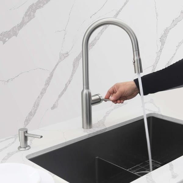 slide 2 of 28, STYLISH Kitchen Sink Faucet Single Handle Pull Down Dual Mode in Stainless Steel Brushed Stainless Steel