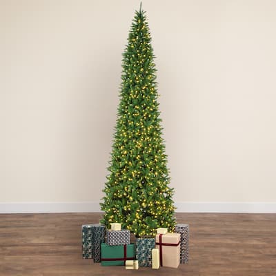 Pre-Lit Slim Mountain Pine Artificial Christmas Tree - 15' - Warm White LED Lights
