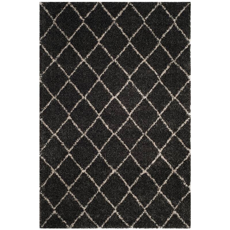 SAFAVIEH Arizona Shag Michiko 1.2-inch Thick Rug - 5'1" x 7'6" - Anthracite/Beige