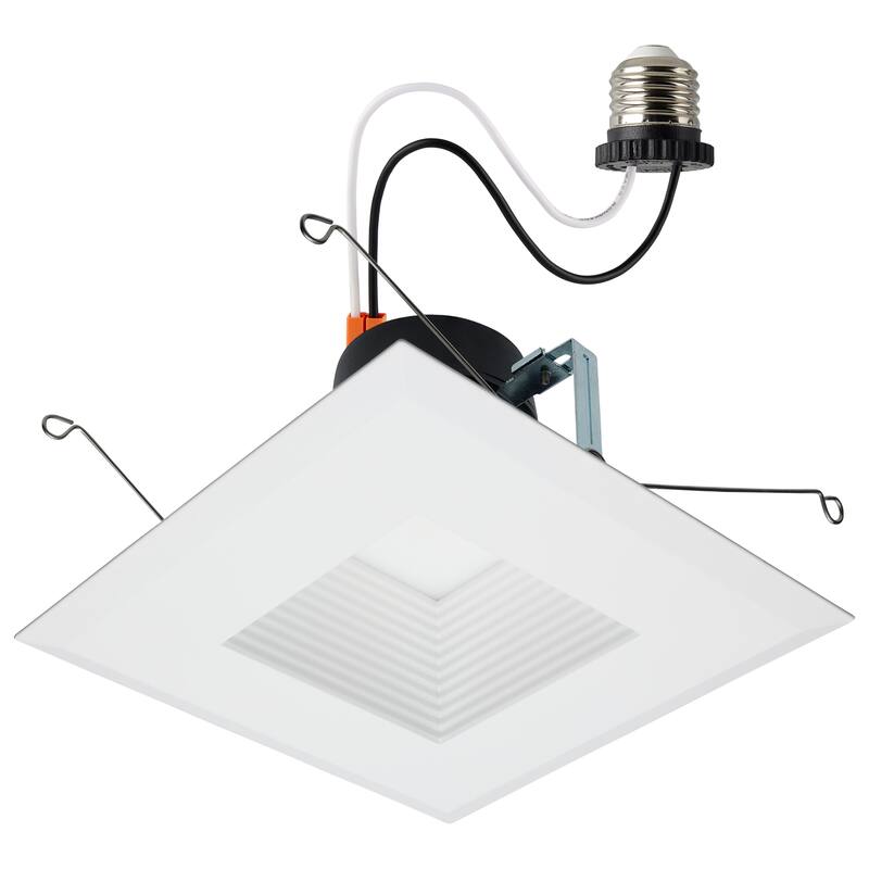Retrofit Deep Baffle 8/10.5/13.5Ws 27K/30K/35K/40K/50K CCT 5-6In Square White 120V - White