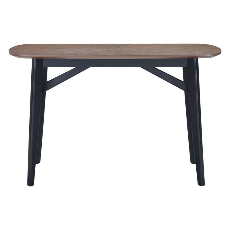 HomeRoots 48" Espresso and Black Solid Wood Oval Console Table - 48.00 in. x 29.90 in. x 16.00 in.