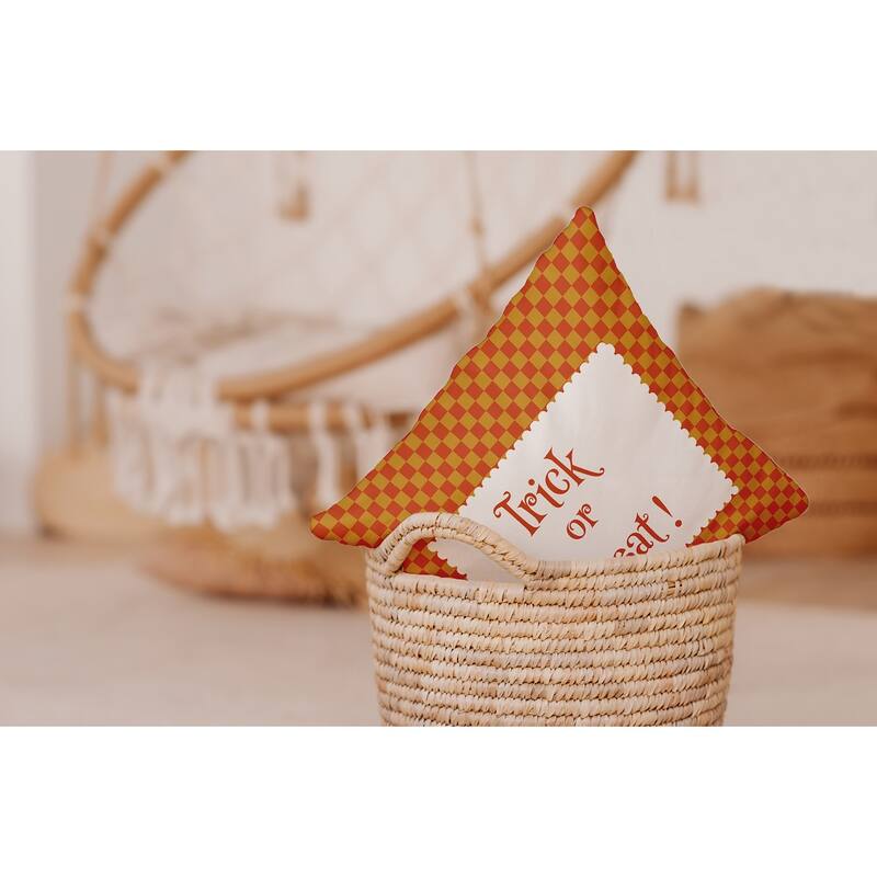 Halloween Trick or Treat Checks Accent Pillow