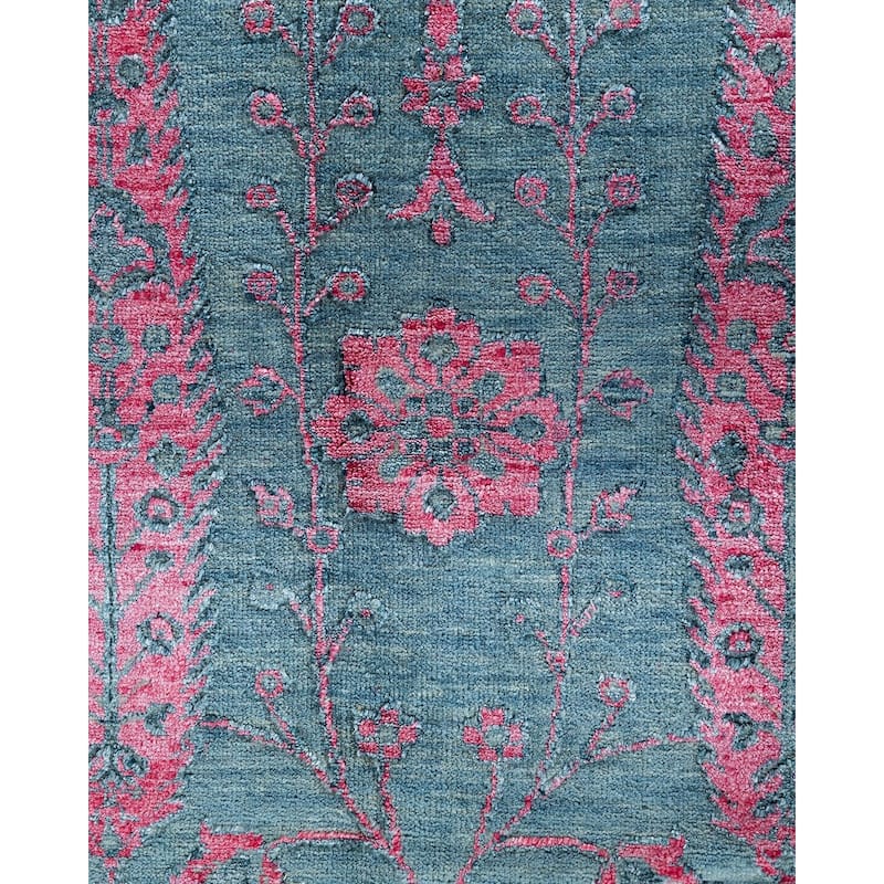 Ikat One-of-a-Kind Hand-Knotted Area Rug - Gray, 9' 1" x 11' 10" - 9' 1" x 11' 10"