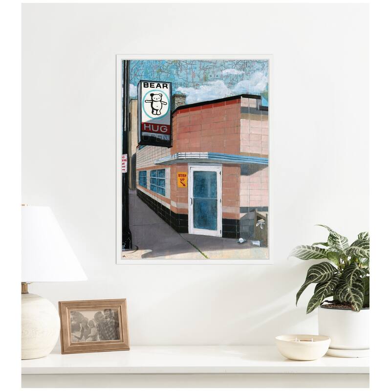 Kate and Laurel Bear Hug by Krista V. Allenstein Framed Canvas Wall Art Print