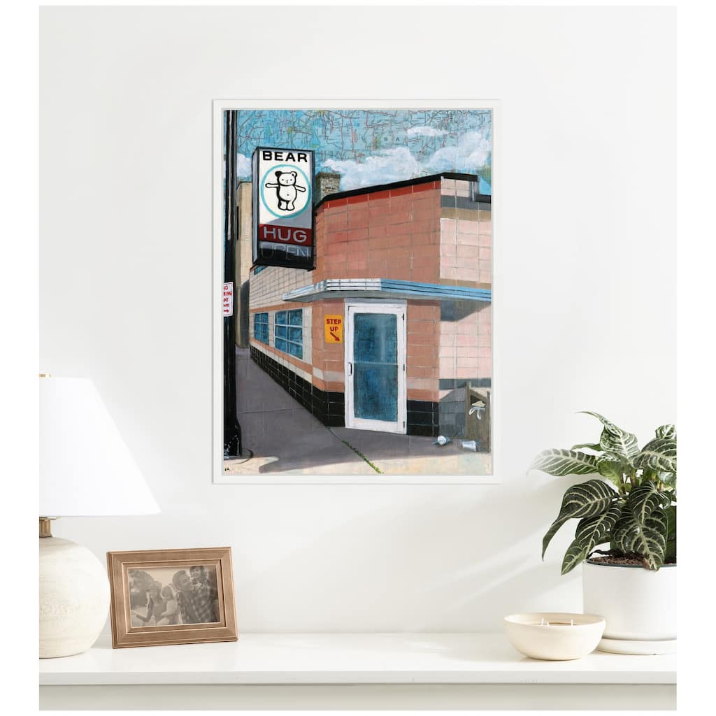 Kate and Laurel Bear Hug by Krista V. Allenstein Framed Canvas Wall Art Print