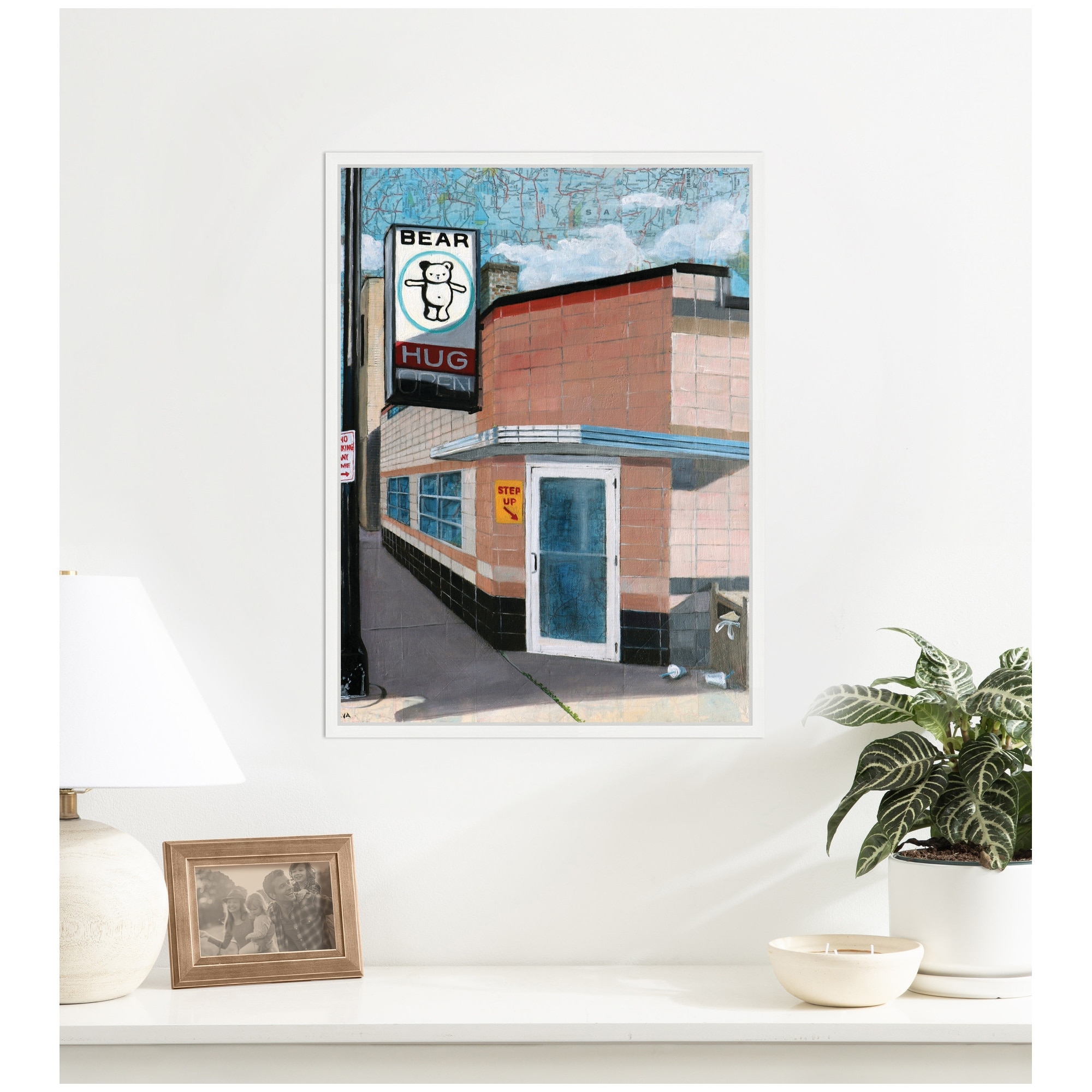 Kate and Laurel Bear Hug by Krista V. Allenstein Framed Canvas Wall Art Print