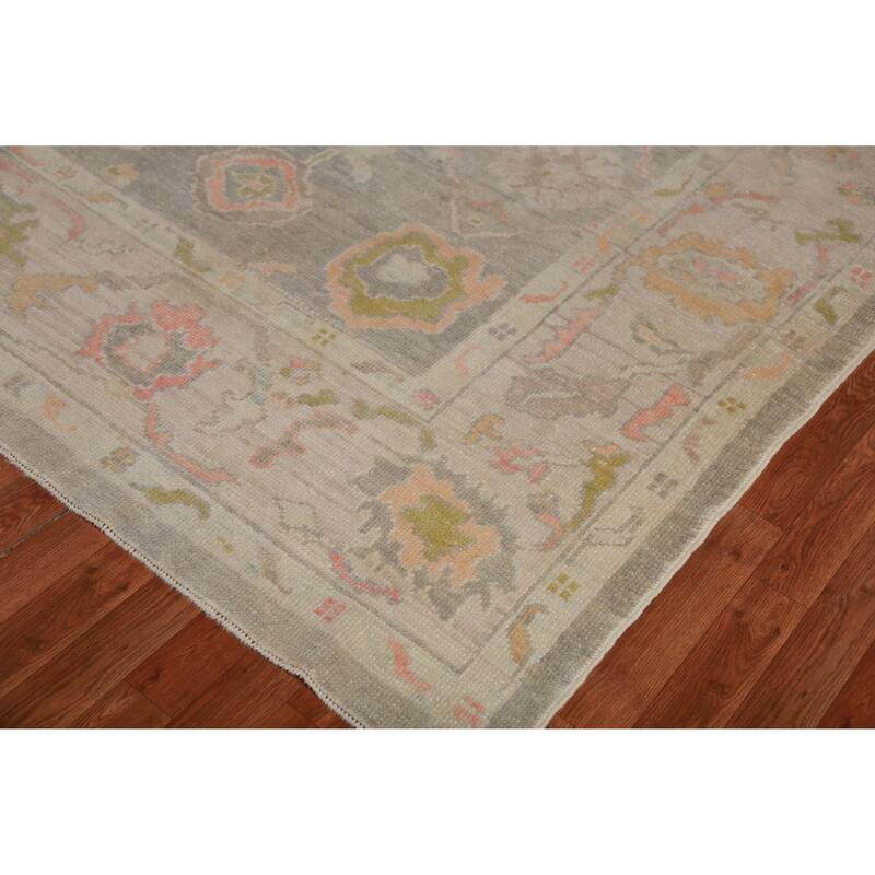 Hand Knotted Oriental 100% Wool Carpet Transitional All-Over Greys & Charcoal Oushak Area Rug - 11' 10'' X 8' 11''