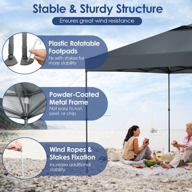 10 x 10 Feet Foldable Outdoor Instant Pop-up Canopy with Carry Bag - 10 x 10 x 6.3-9.4 ft