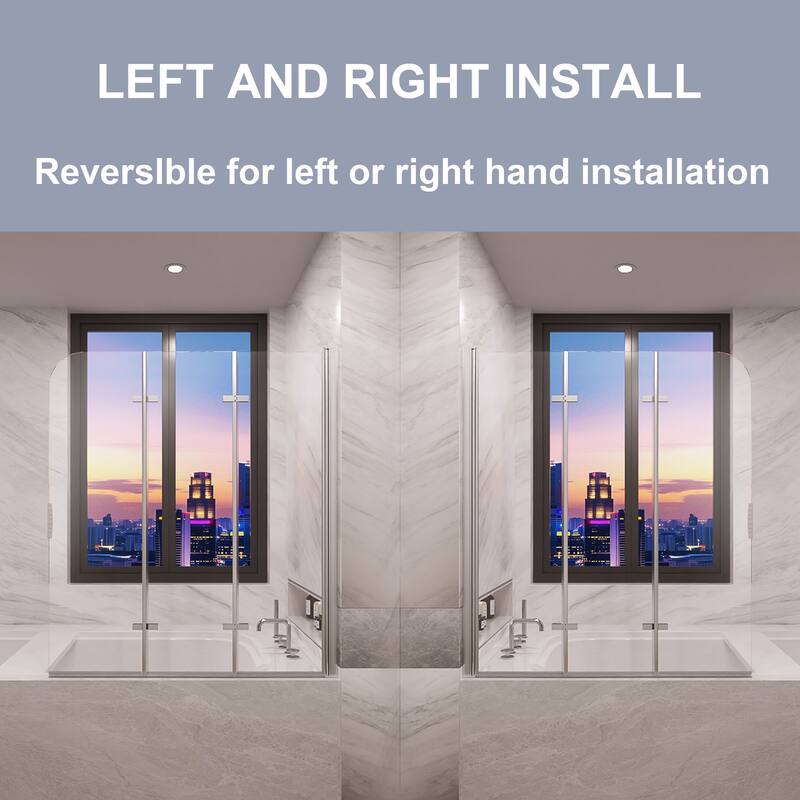 QuivaraView Tri-Foldable Tub Door Bathtub Screen with Tempered Glass in size 51" W x 59"H - 51*59