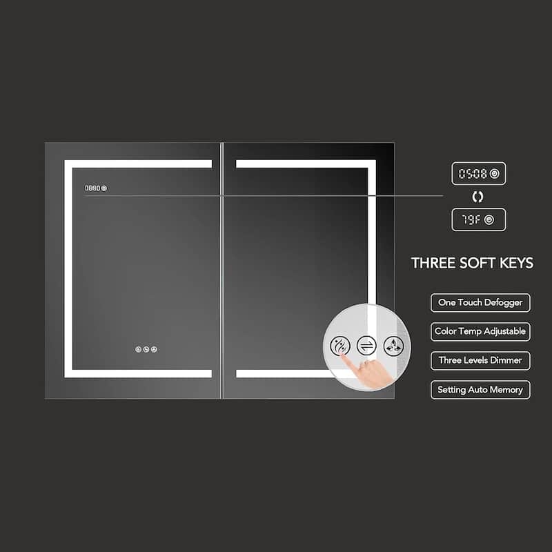 LED Medicine Cabinet with Amplified Mirror and Defogger