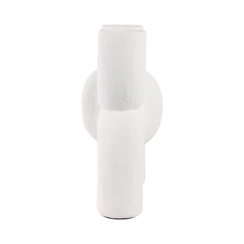Ceramic Modern X Shape Decorative Vase - White, 15"