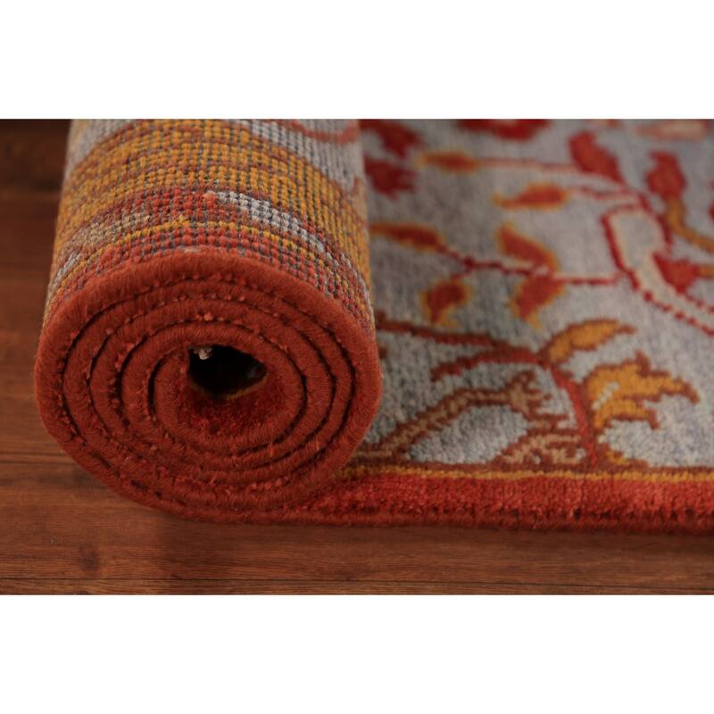 Animals Design Blue Ziegler Indian Runner Rug Hand-Knotted Wool Carpet - 2'6"x 7'11"