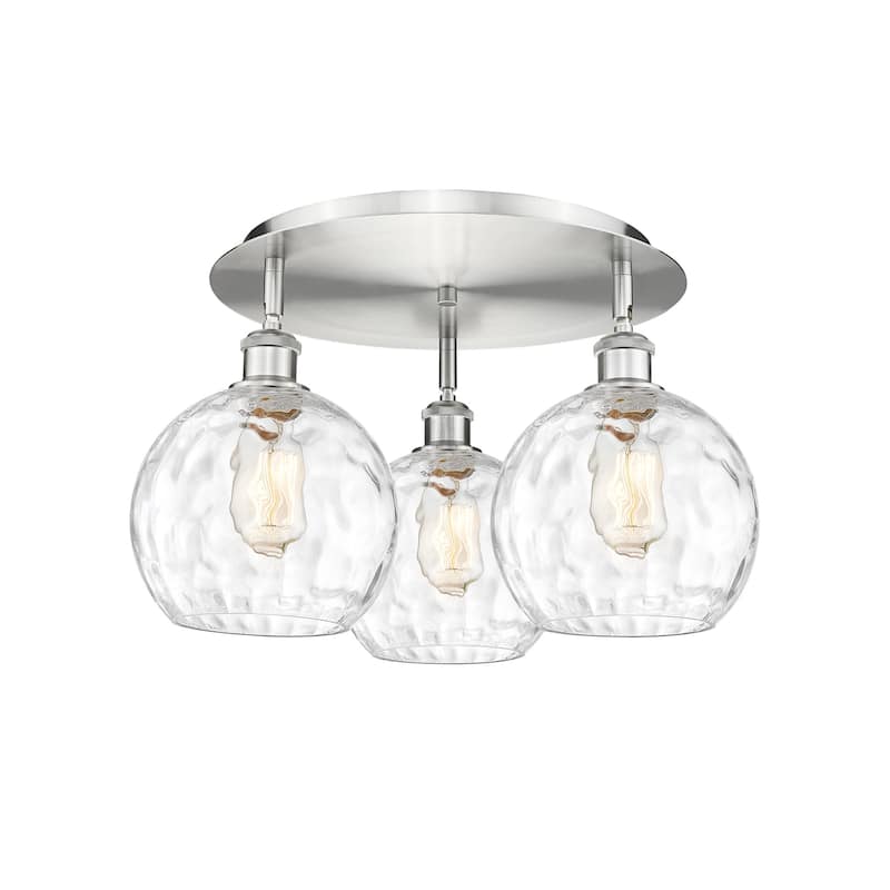 Innovations Lighting 516-3C-11-20 Athens Water Glass Flush Athens - Satin Nickel / Clear Water Glass