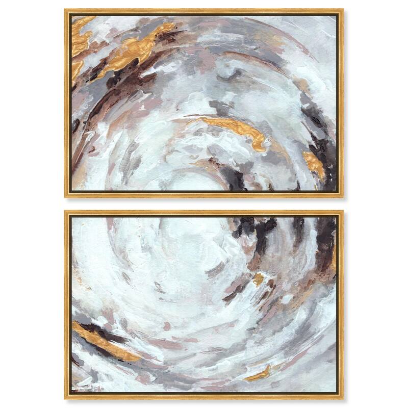 Cyclone Art Canvas Set of 2 by Art Remedy - 24" x 16" - Gold