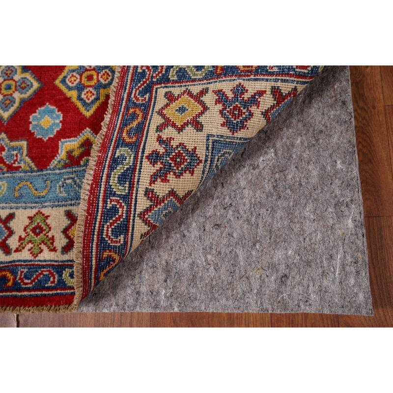 Kazak Accent Rug Hand-Knotted Geometric Red Wool Carpet - 2'8" x 4'1"