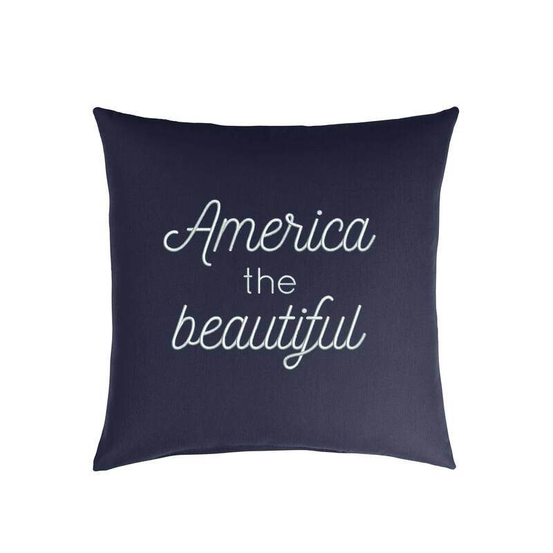 Mozaic Embroidered America the Beautiful Indoor/Outdoor Square Pillow - Navy