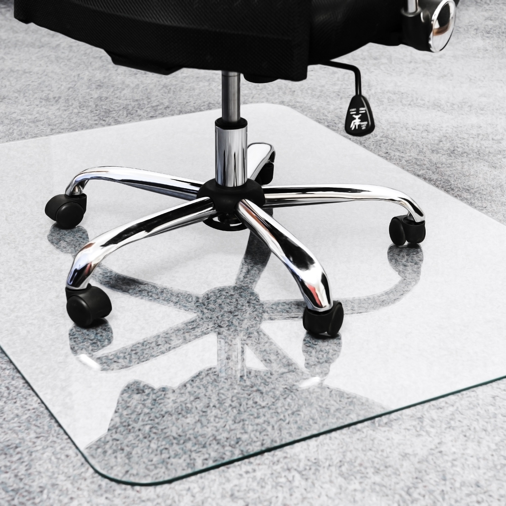 Floortex Glaciermat Glass Chairmat Home Office Hard Floor Pile