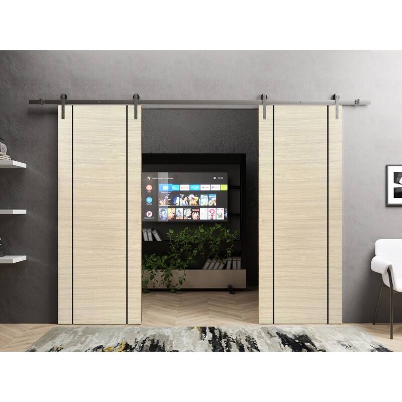 Sturdy Double Barn Door 36 x 80 with Planum 0017 Natural Veneer with 13FT