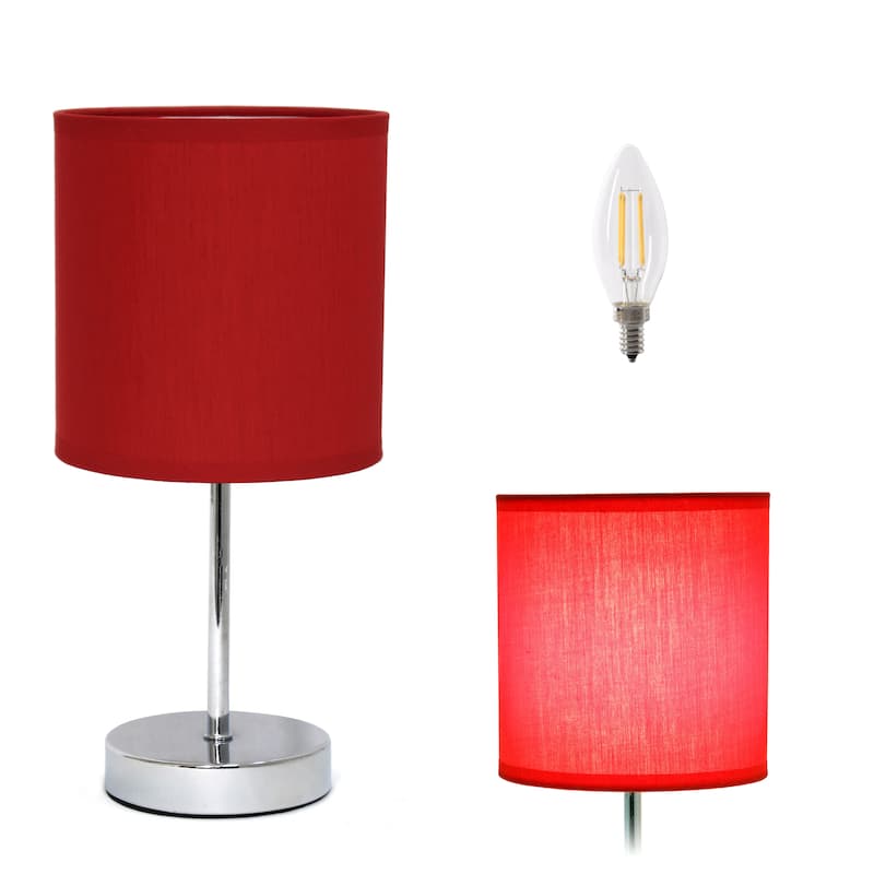 Simple Designs 11.81" Basic Mini Table Lamp with Feit LED Bulb Included - 11.81 - Red