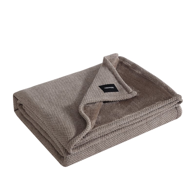 Vera Wang Chenille Jacquard Solid Reversible Blanket