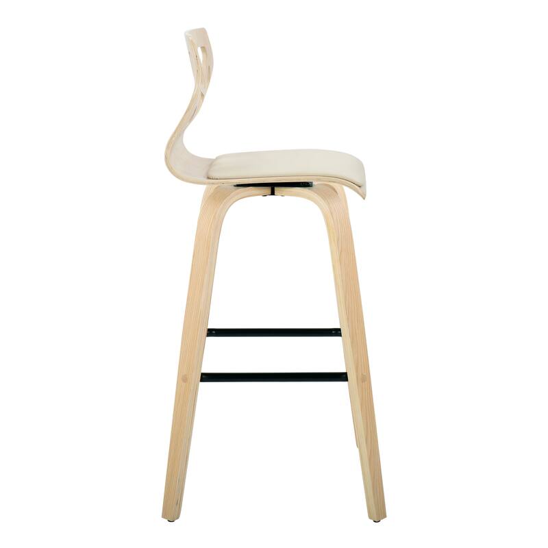 Carson Carrington Sala 30" Fixed-Height Bar Stool with Bent Wood Legs & Square Footrest (Set of 2)
