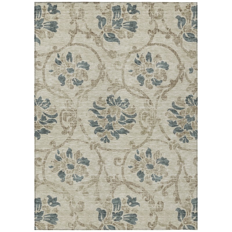 HomeRoots Floral Traditional Rectangle Outdoor Rug