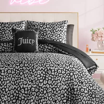Juicy Couture Modern Leopard Satin Comforter Set 6-8 Piece Bed in a Bag