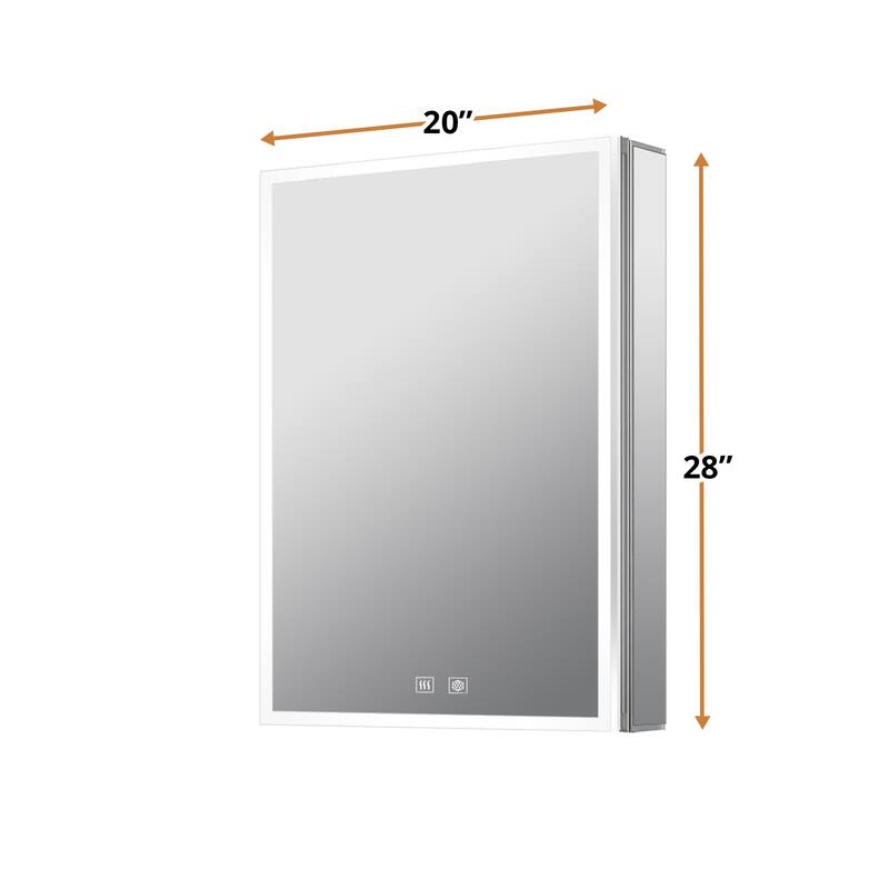 Mesa Surface-Mount LED Mirror Medicine Cabinet with Defogger