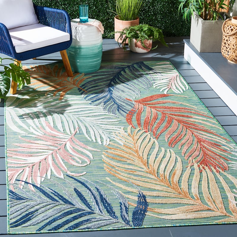 SAFAVIEH Cabana Tawnee Indoor/ Outdoor Waterproof Transitional Rug - 4' x 6' - Green/Rust