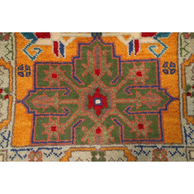 Hand Knotted Oriental 100% Wool Carpet Transitional All-Over Oranges & Rust Oushak Runner Rug - 8' 1'' X 2' 7''