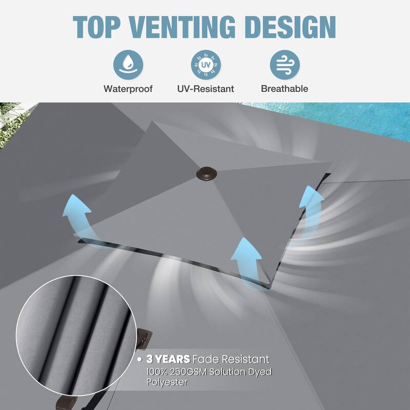 VredHom 11x11 FT Outdoor Patio Double Top Cantilever Umbrella with Wheel Base