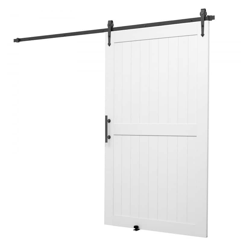 White MDF Pine Sliding Barn Door with Waterproof PVC Coating