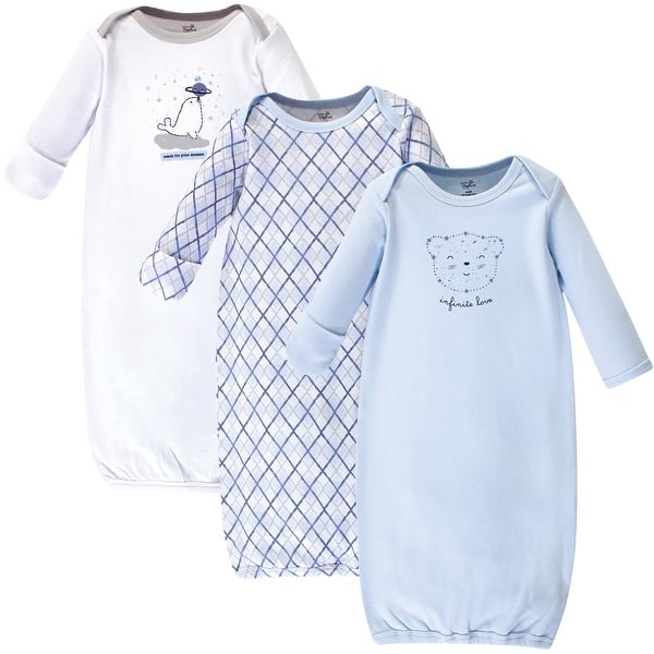 slide 1 of 1, Touched by Nature Baby Organic Cotton Long-Sleeve Gowns 3pk, Infinite Love Bear, 0-6 Months - Infinite Love Bear 0-6 Months - Infinite Love Bear
