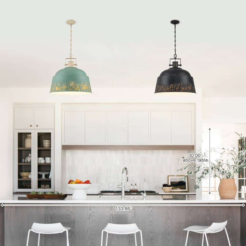 3-Light Industrial Pendant Light with Distressed Metal Dome Shade - 3-Lights