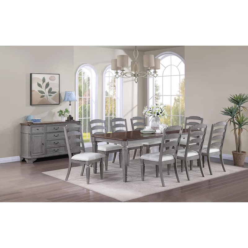 Classic Design 2pc Side Chairs Ladder Back Cushion Seat