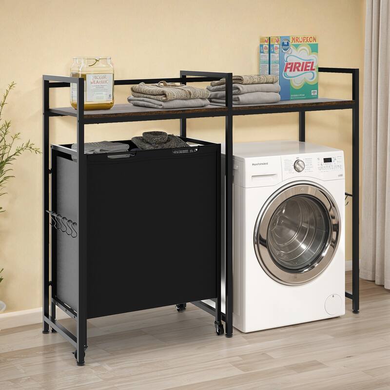 Bathroom Room Shelf Washing Machine Storage Rack With Basket