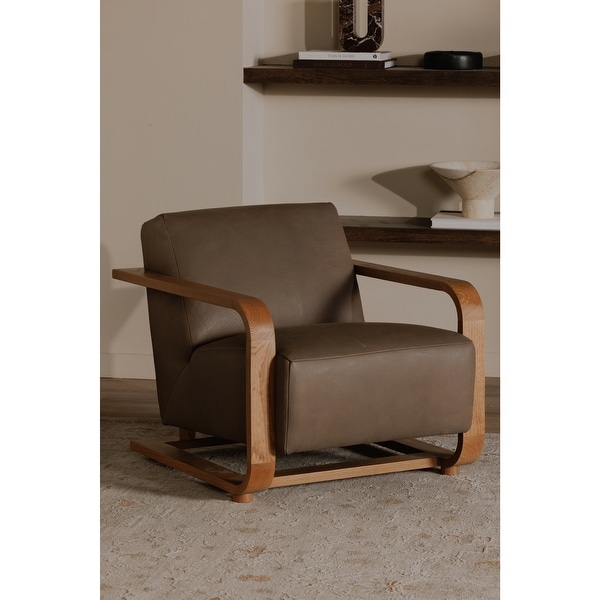 NADAAL STUDIOS Joseph Lounge Chair, Solid Oak Frame with Top Grain