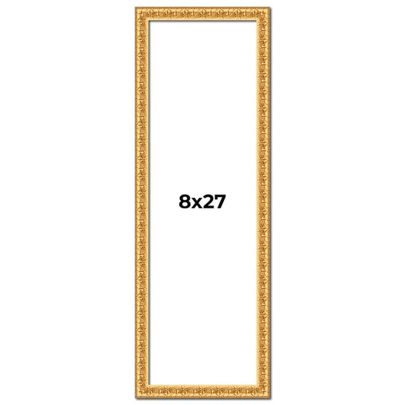 8x27 Frame Gold Real Wood Picture Frame Width 1 inches | Interior