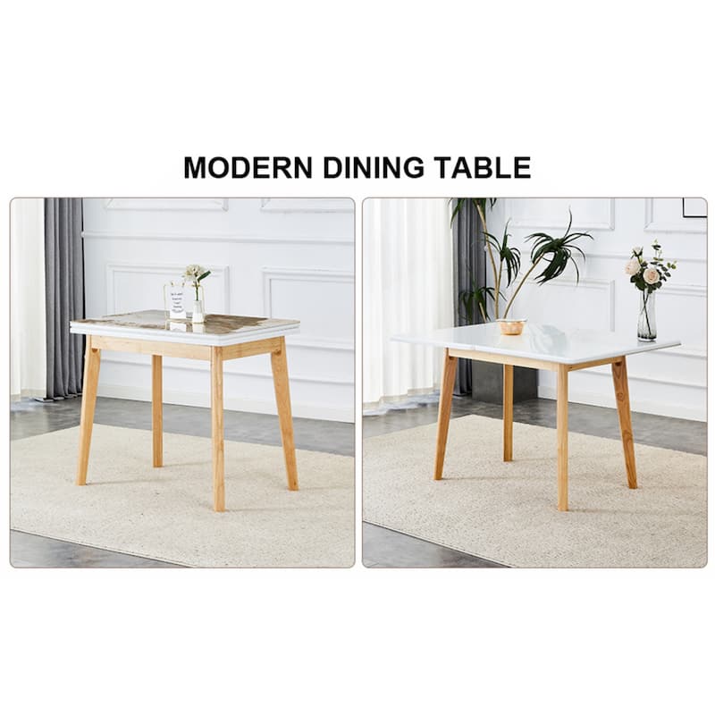 sintered stone tabletop with rubber wooden legs