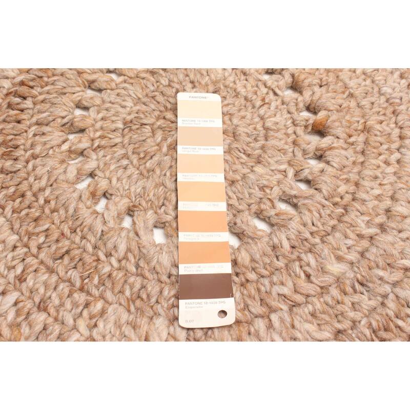 ECARPETGALLERY Braid weave Sienna Tan Wool Rug - 3'2 x 3'2