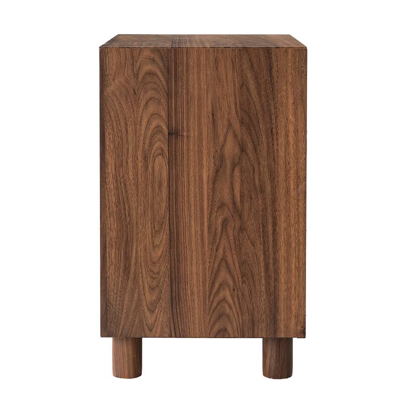 Bedside Cabinet Walnut Nightstand File Cabinet with Open Shelf, Storage Cabinet Lamp Table with Drawers