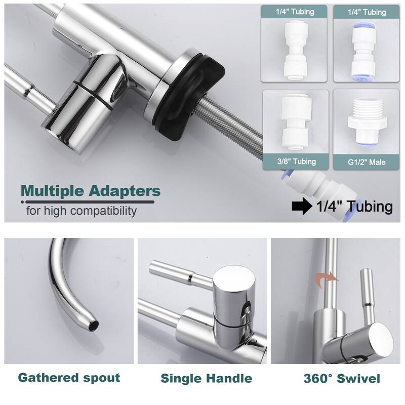 WOWOW Three Function Pull Down Kitchen Faucet with Drinking Water Faucet