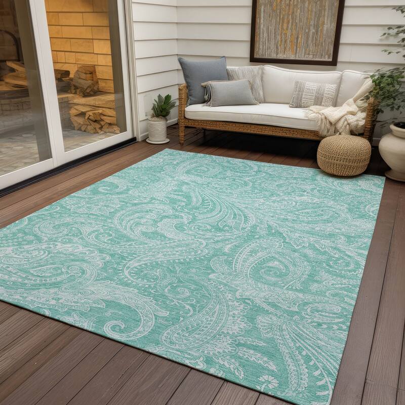 Machine Washable Indoor/ Outdoor Chantille Paisley Traditional Rug