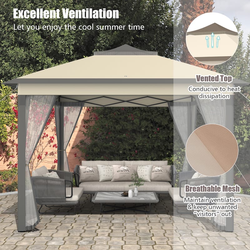 Costway 11'x11' 2-Tier Pop-Up Gazebo Tent Portable Canopy Shelter - See Details