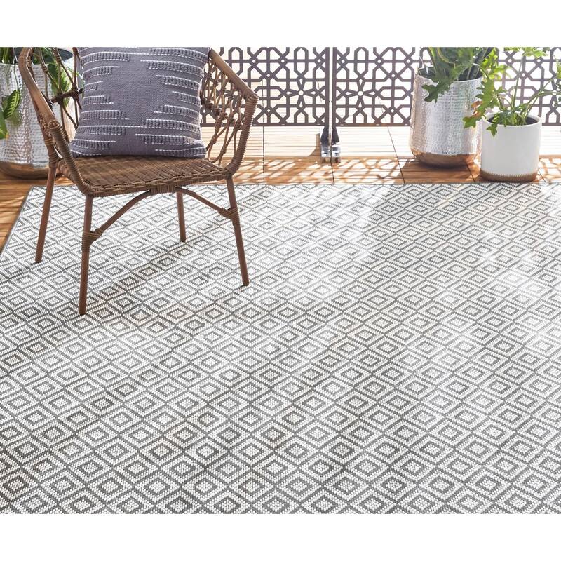 Home Dynamix Tripoli Lydia Indoor/ Outdoor Area Rug - 6'6"x9'6" - Gray/Cream