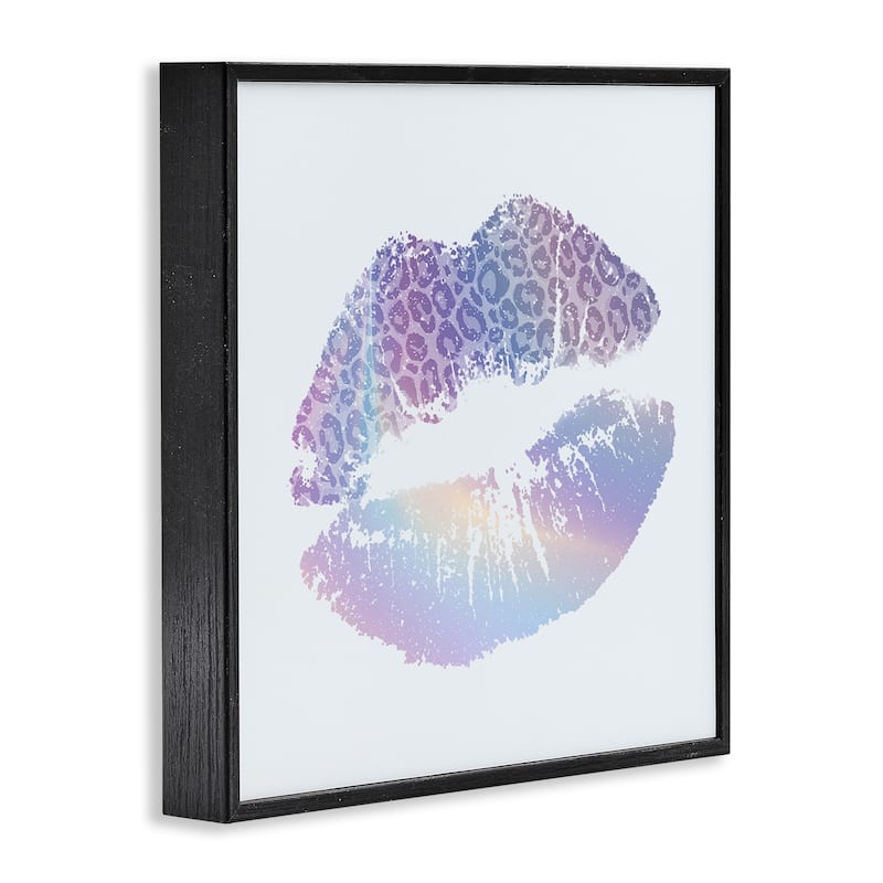 Stupell Glam Patterned Kiss Framed Giclee Art Design By Kim Allen
