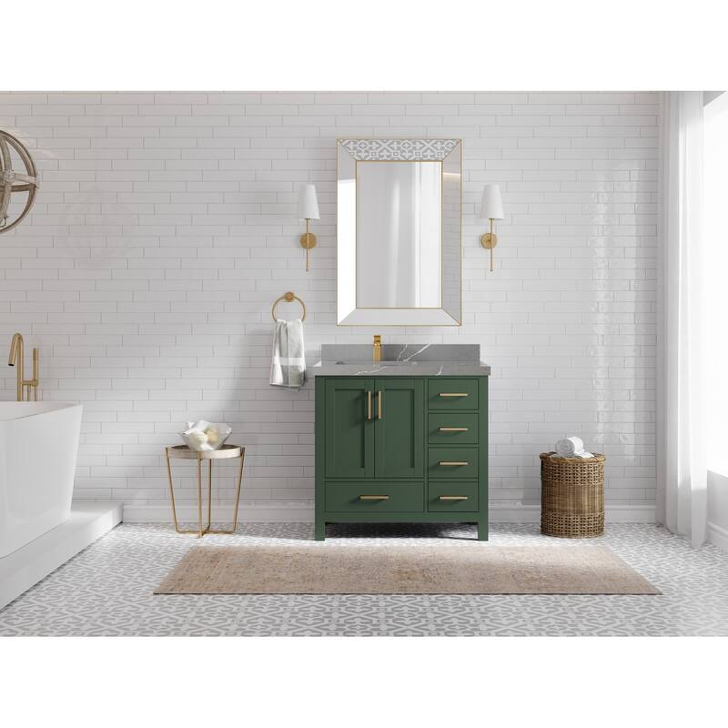 Willow Collections 36 in. W x 22 in. D Malibu Left Offset Sink Bathroom Vanity with Countertop