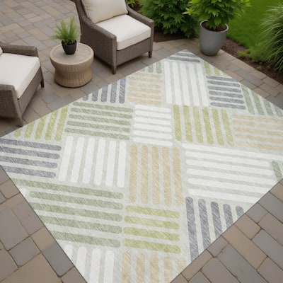 Machine Washable Indoor/ Outdoor Modern Weave Chantille Rug