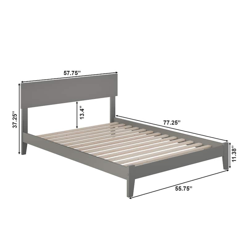 Orlando Full Low Profile Wood Platform Bed in Grey